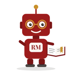 Ledger, a red robot with round gold glasses holding an open book